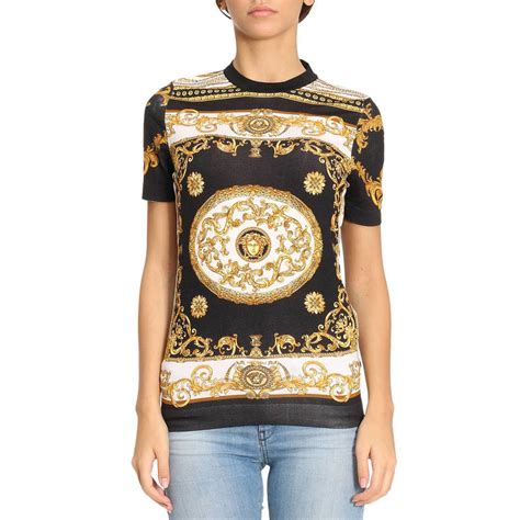 versace t shirt weiß silber|versace silk shirt women's.